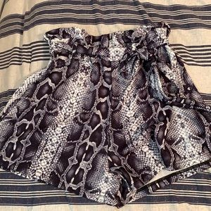 Snakeskin paper bag shorts